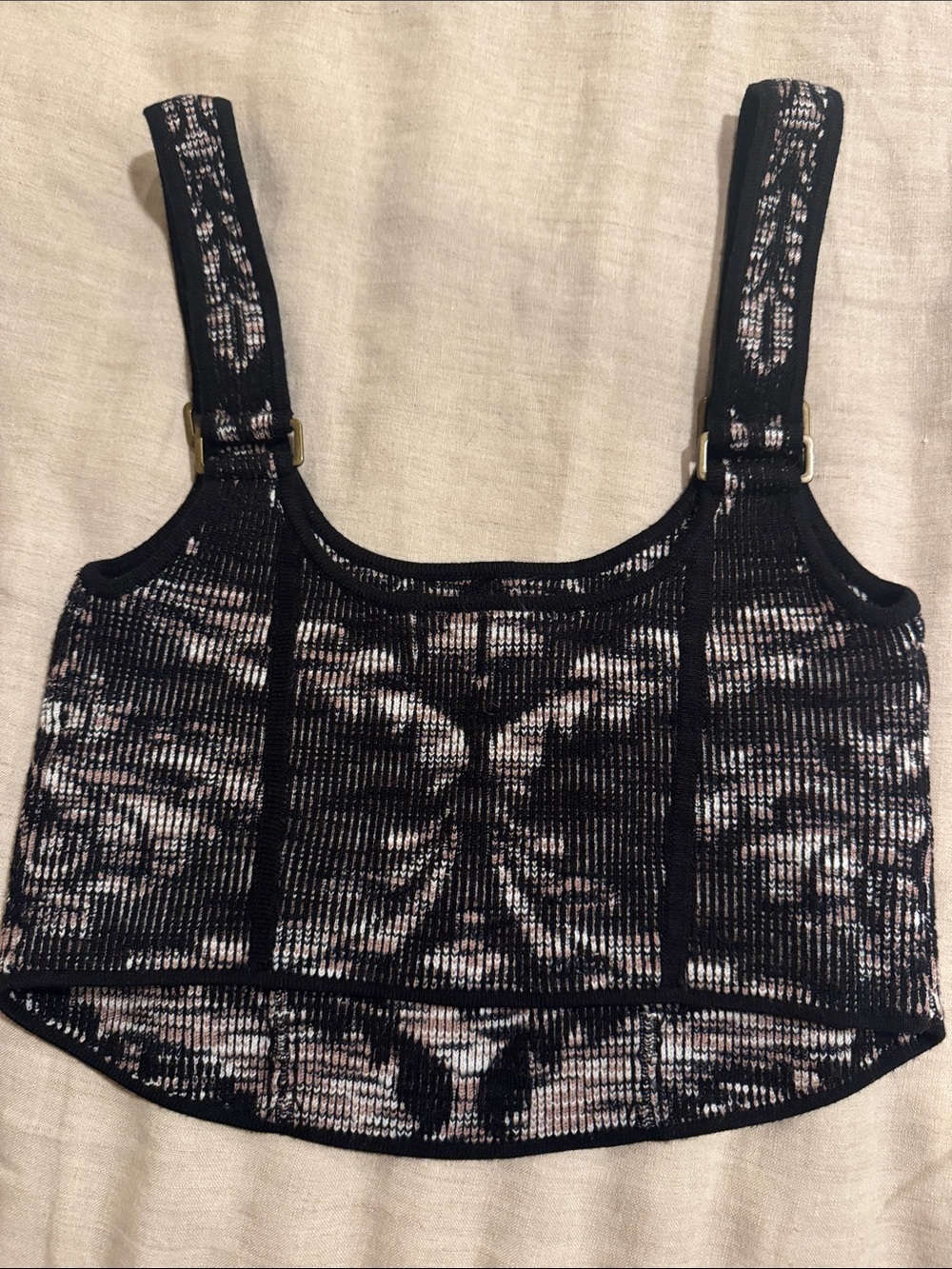 Anthropologie Black and Blush Abstract Knit Tank - Picture 3 of 4